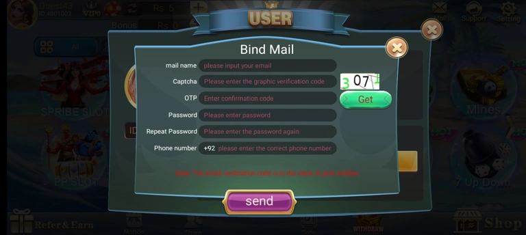 Account creation process of Teen Patti Go